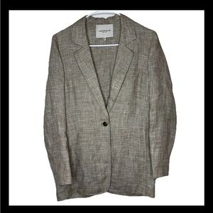 Lafayette 148 New York Single Button Linen Blend Tan Blazer